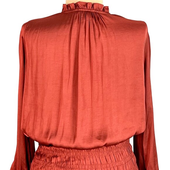 Grade & Gather Rust Smocked Drop Waist Peasant Gypsy Dress Size S Feminine - Picture 6 of 12